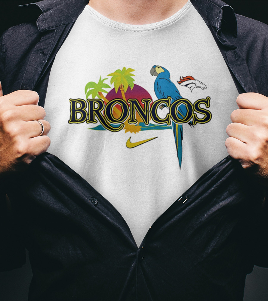 Denver Broncos Parrot Nike Tropical Vibes It's 5 O' Somewhere T-Shirt