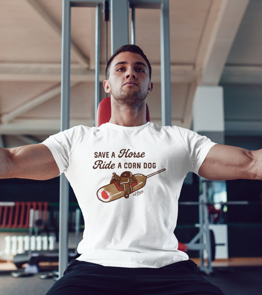 Save A Horse Ride A Corn Dog Cowboy Saddle Humor T-Shirt