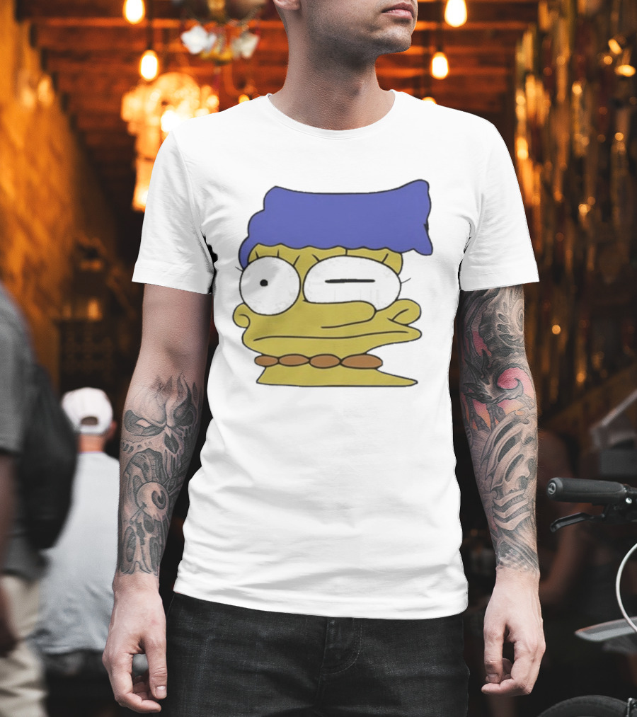 Smeared Marge Simpson Meme Face Cartoon T-Shirt