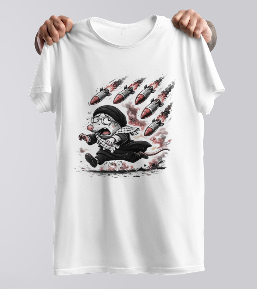 Mooshali Mouse Running From Rocket Attack Meme Cartoon T-Shirt