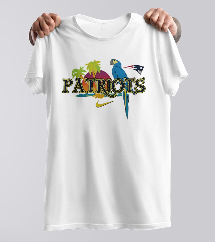 New England Patriots Tropical Parrot Sunset Nike Sports Fan T-Shirt