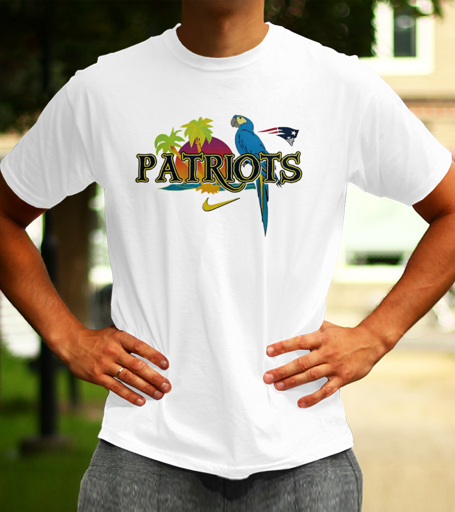 New England Patriots Tropical Parrot Sunset Nike Sports Fan T-Shirt