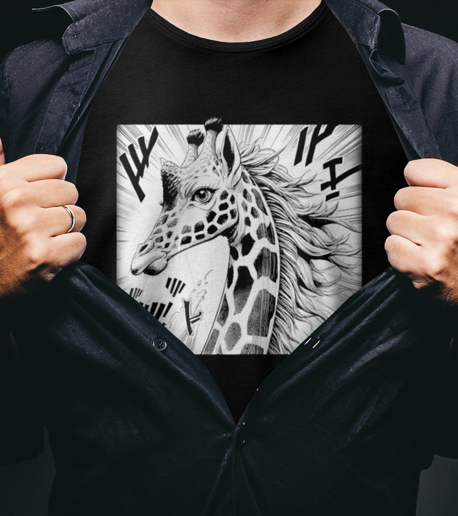 Giraffe Anime Aesthetic Colorful Pop Art Cartoon T-Shirt