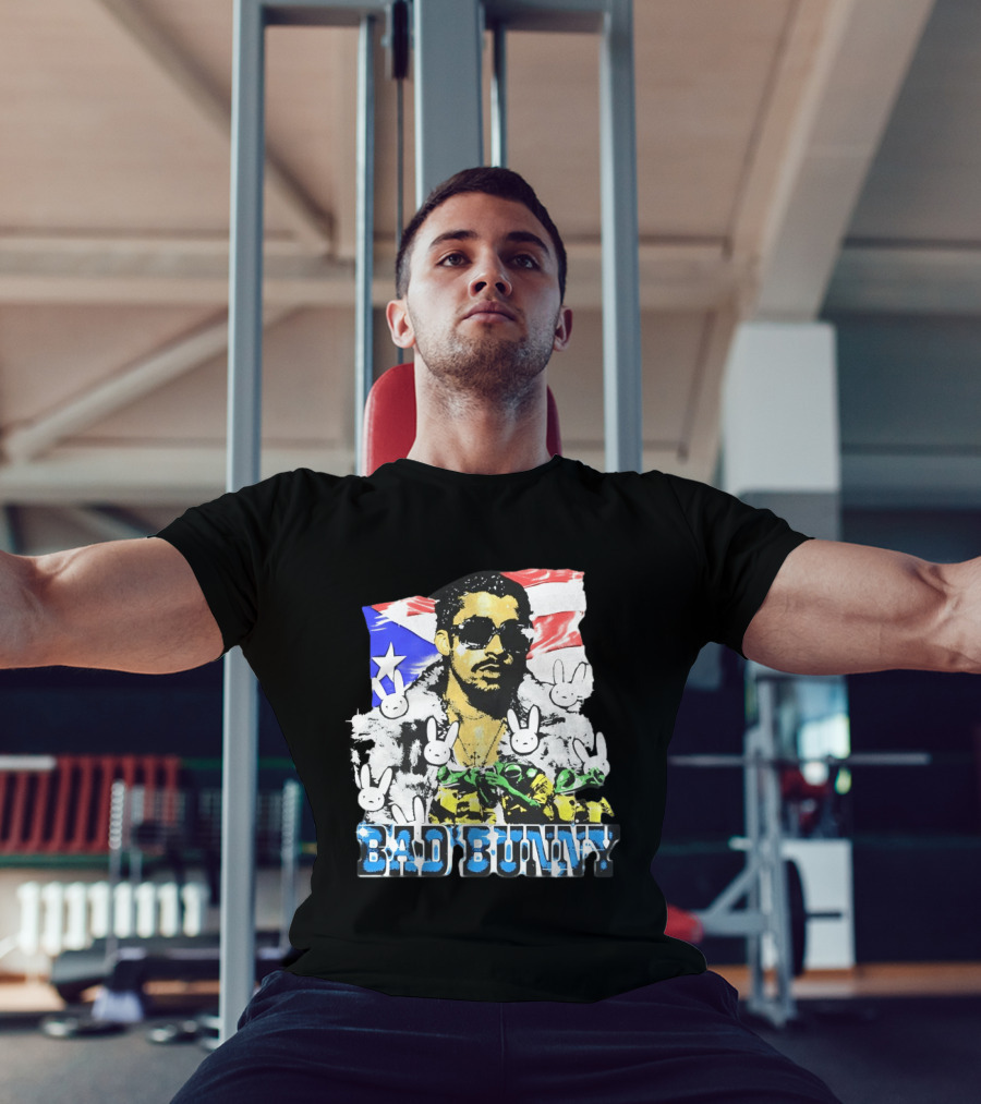 Bad Bunny Puerto Rican Flag Bunny Icon Latin Music T-Shirt