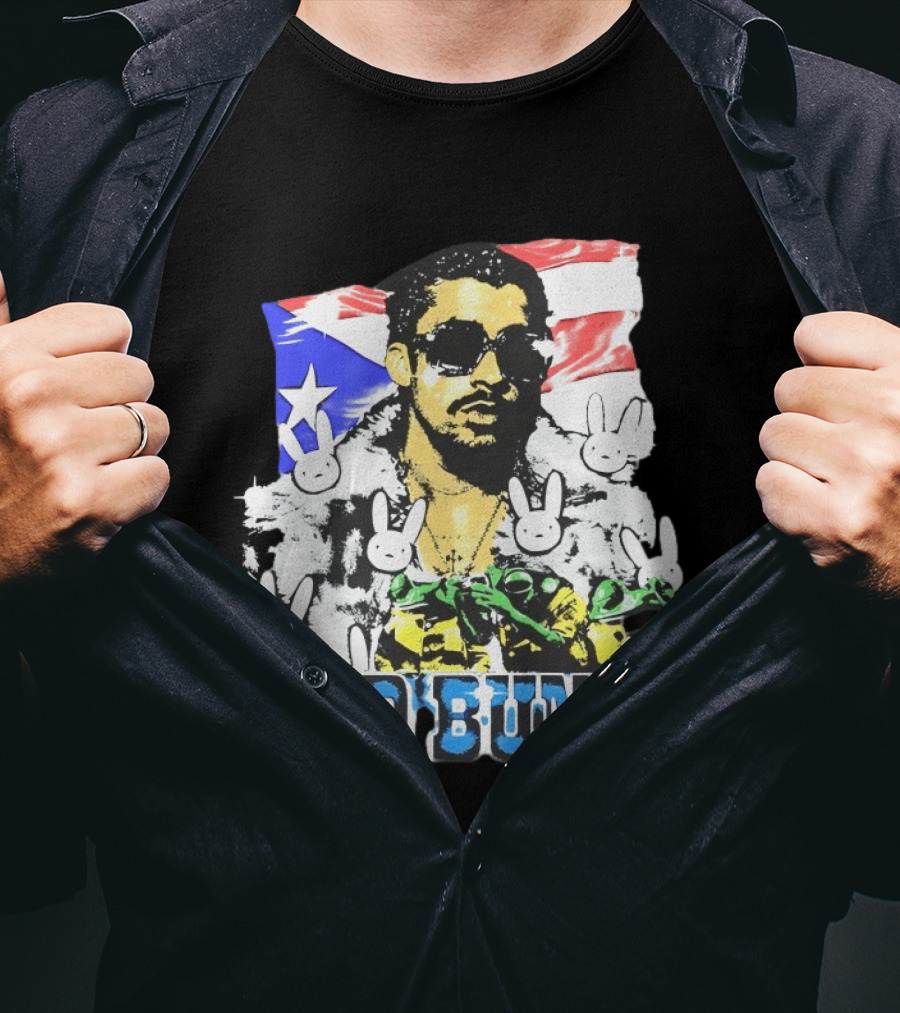 Bad Bunny Puerto Rican Flag Bunny Icon Latin Music T-Shirt