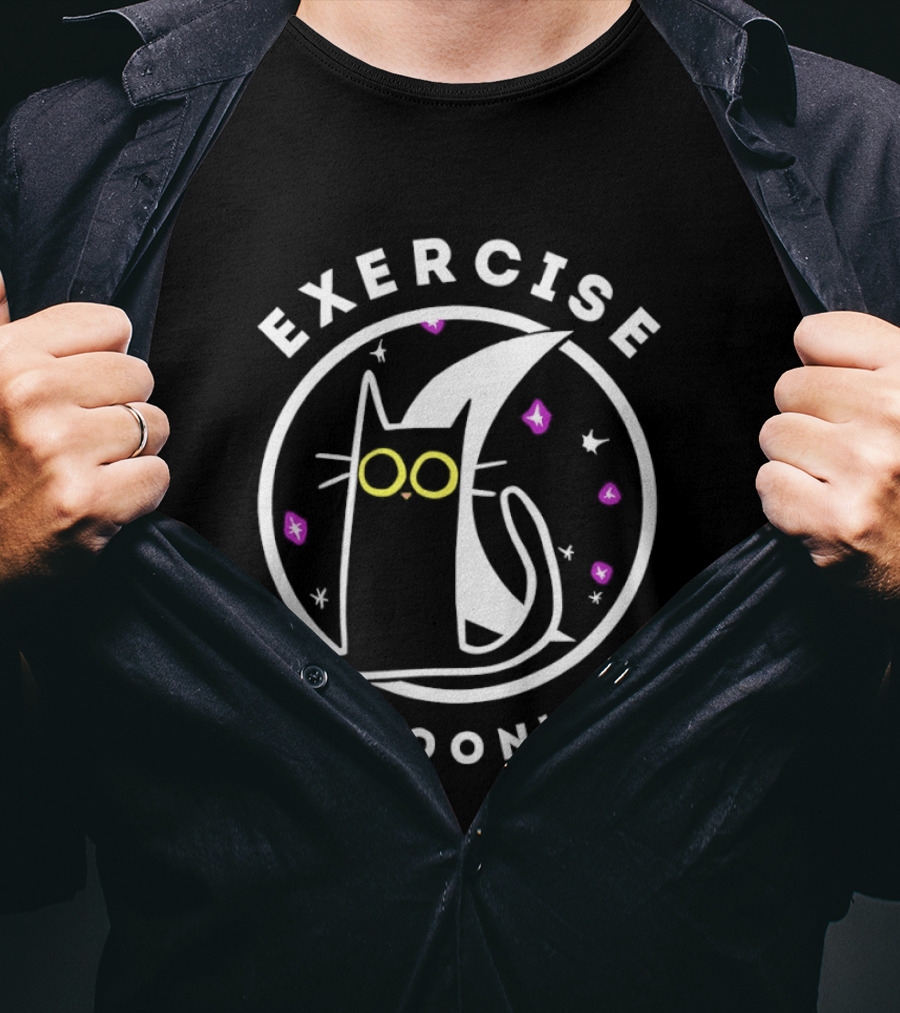 Exercise By Moonlight Black Cat Celestial T-Shirt
