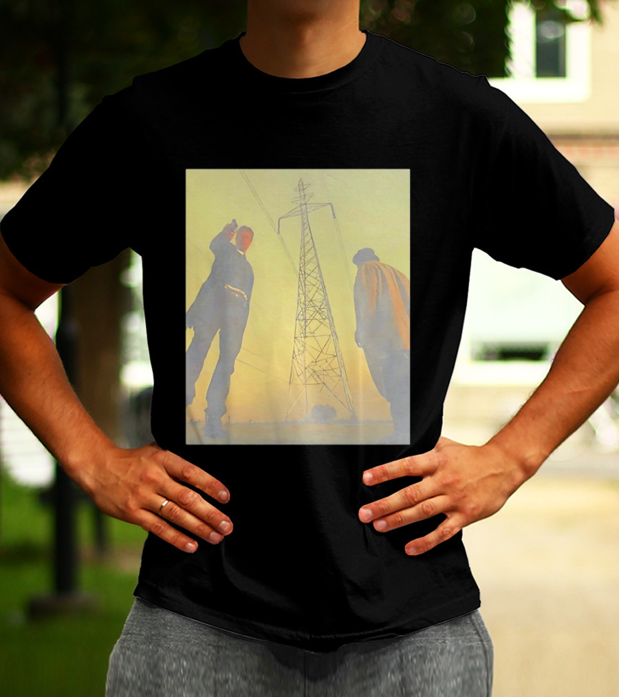 Brad Pitt Se7en Movie Scene With Gunpoint And Power Lines T-Shirt