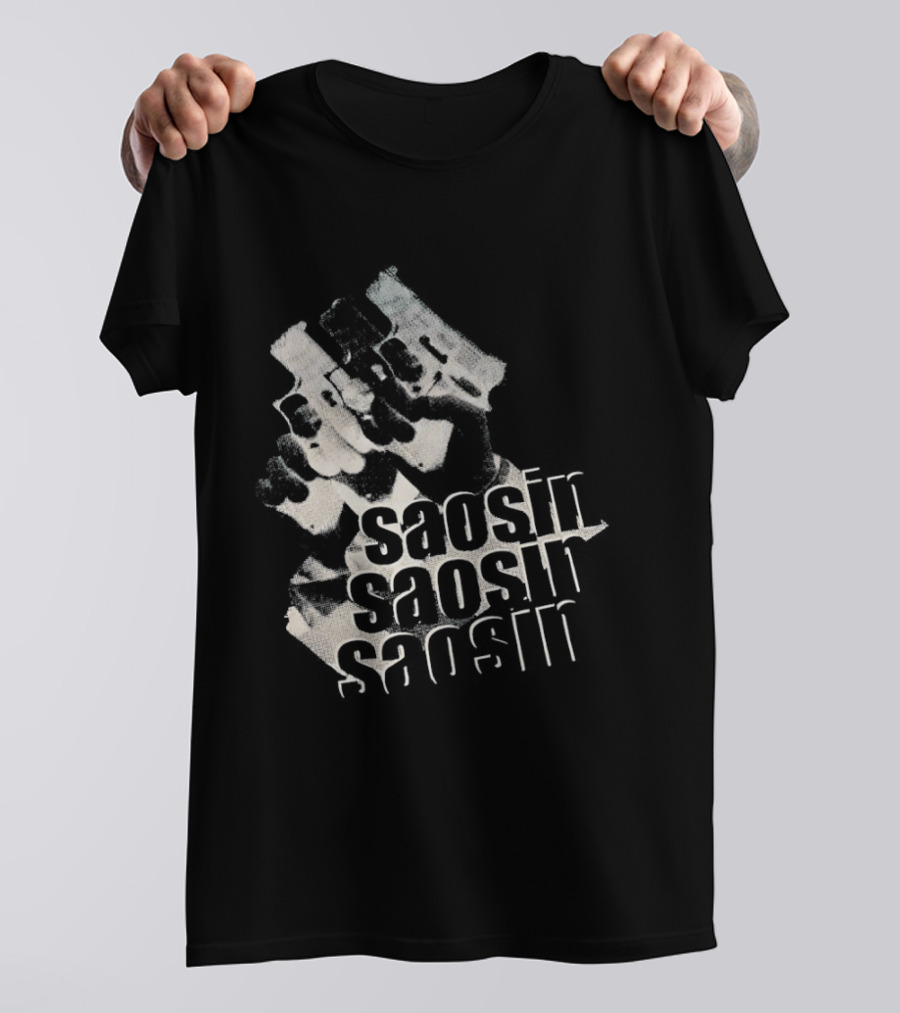 Saosin Band Triple Text Pistol T-Shirt