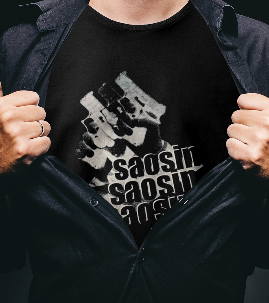 Saosin Band Triple Text Pistol T-Shirt
