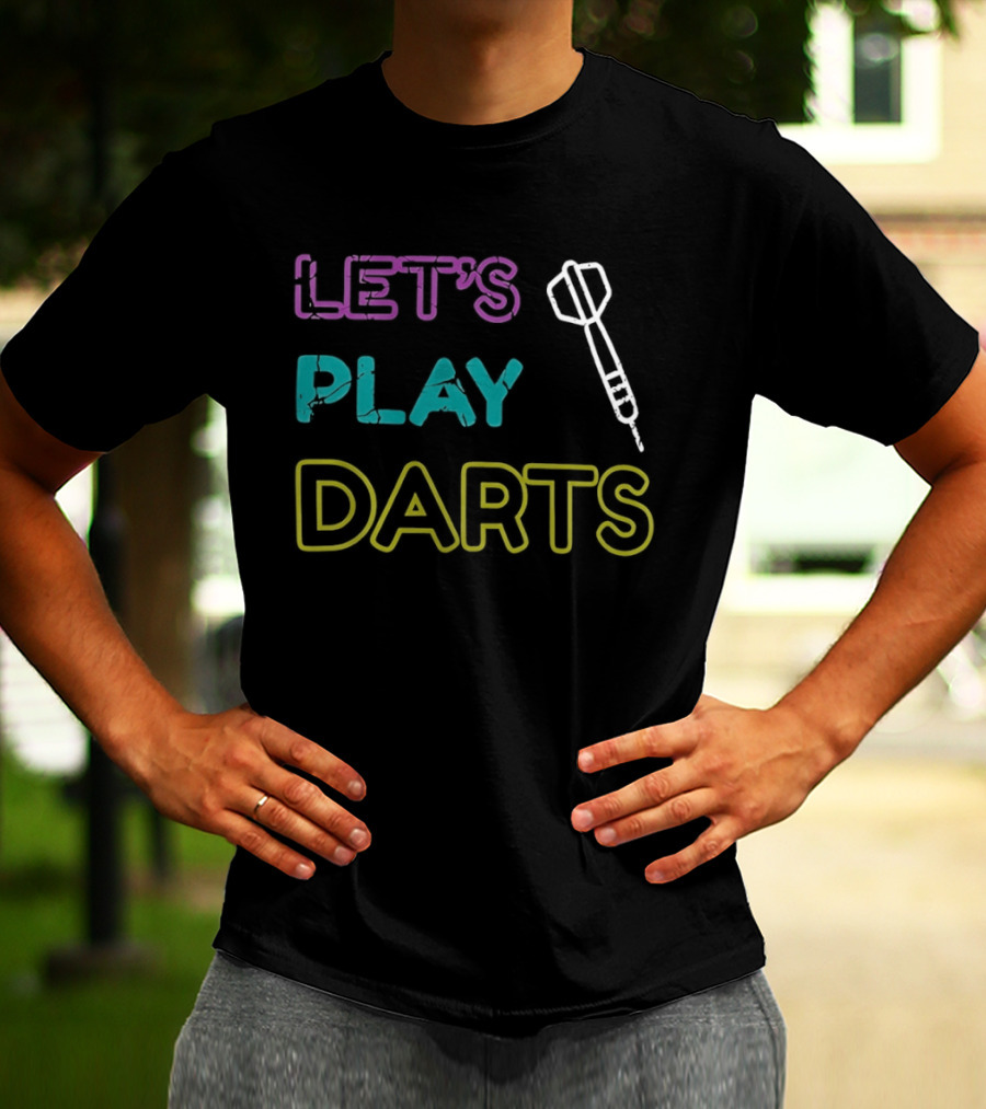 LET'S PLAY DARTS Retro Neon Text Darts T-Shirt