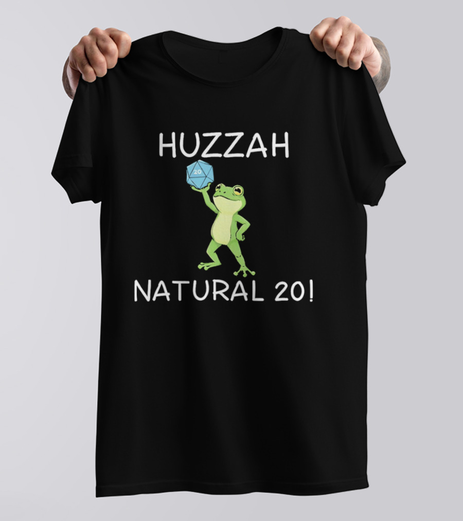 Huzzah Frog Knight Natural 20 Dice Celebration T-Shirt