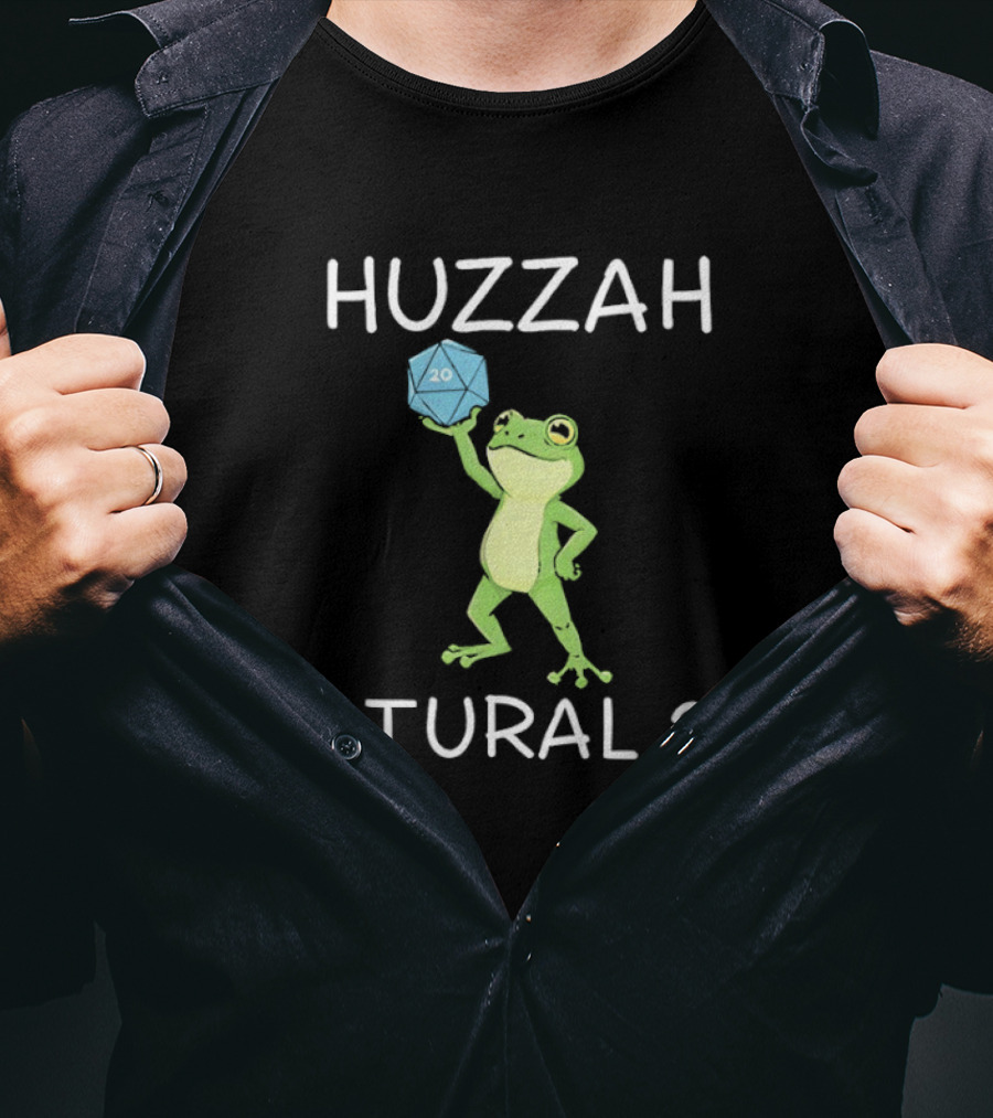 Huzzah Frog Knight Natural 20 Dice Celebration T-Shirt