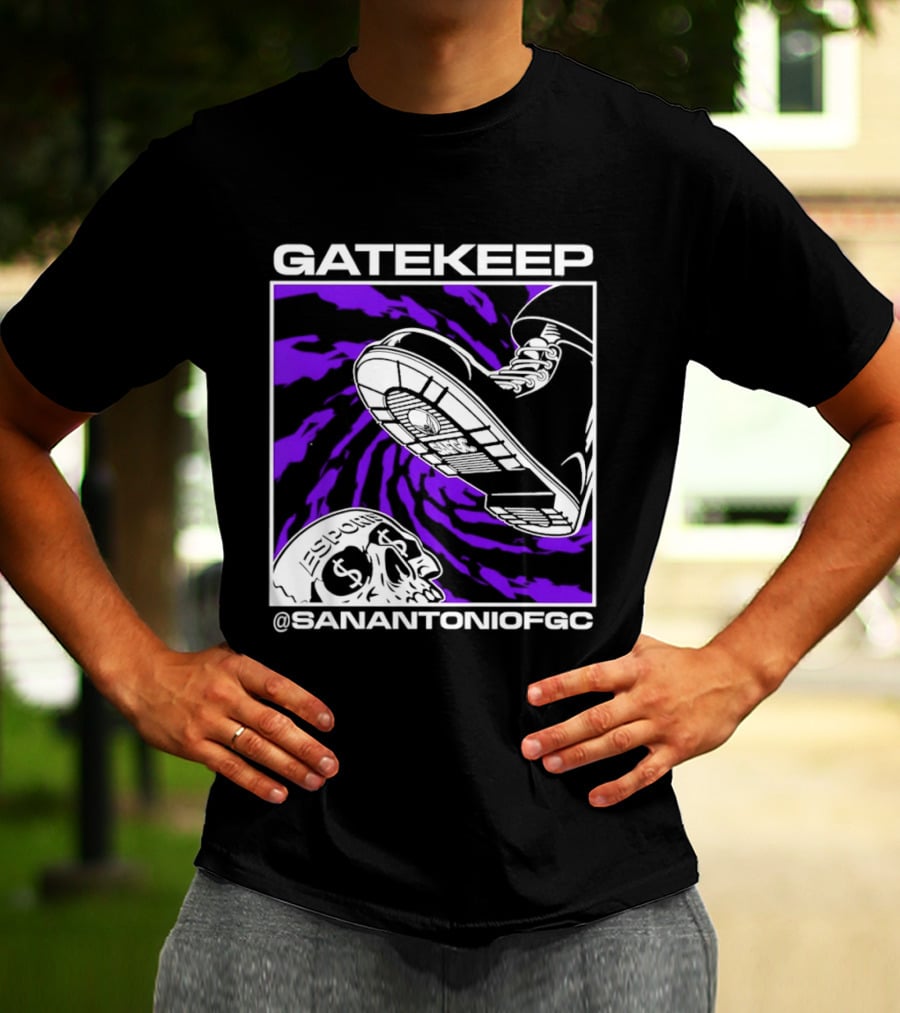 Gatekeep San Antonio Fighting Game Community Sneaker Skull T-Shirt