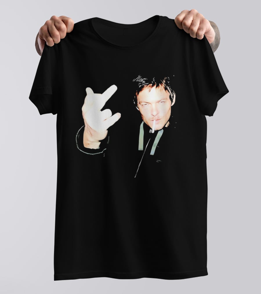 Norman Reedus The Walking Dead Daryl Dixon Middle Finger Smoking T-Shirt