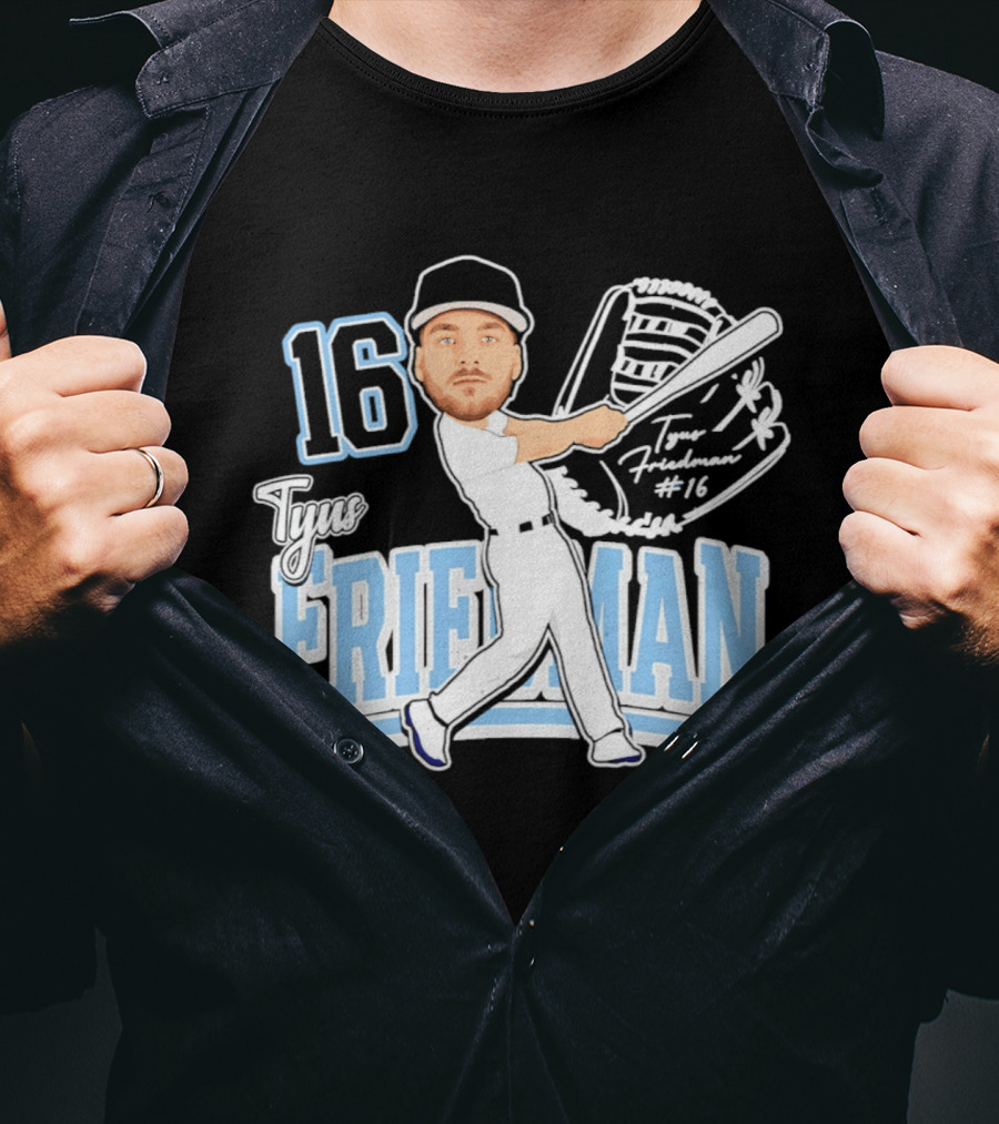 Tyus Friedman 16 Baseball Player Caricature 2026 T-Shirt