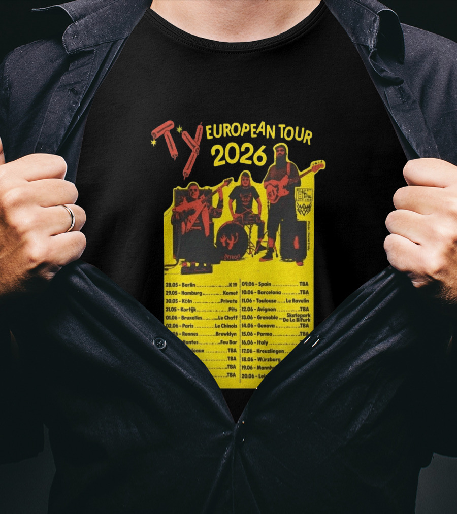 TY European Tour 2026 Band Tour Dates T-Shirt