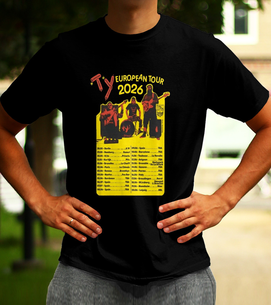 TY European Tour 2026 Band Tour Dates T-Shirt