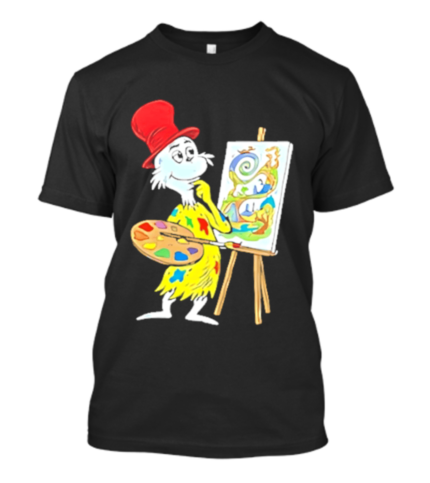Sam I Am Red Hat Palette Painting Easel Whimsical Scene T-Shirt