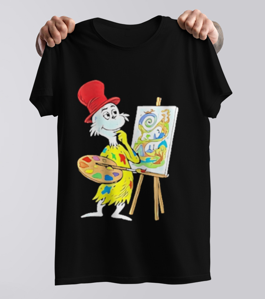 Sam I Am Red Hat Palette Painting Easel Whimsical Scene T-Shirt