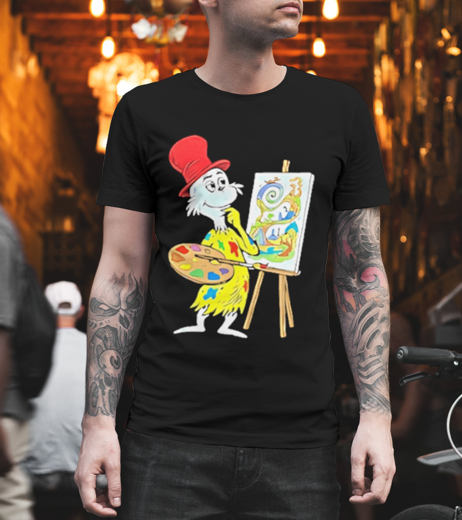 Sam I Am Red Hat Palette Painting Easel Whimsical Scene T-Shirt