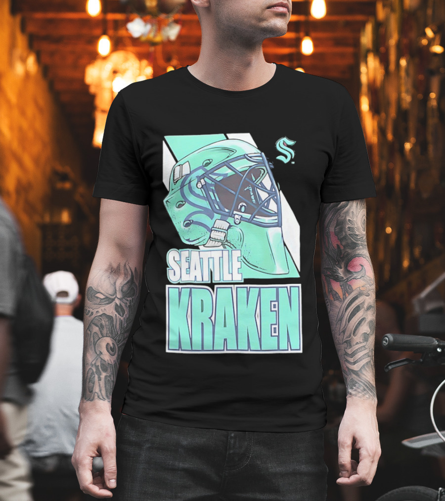 Seattle Kraken NHL Helmet Bucket Head Team T-Shirt