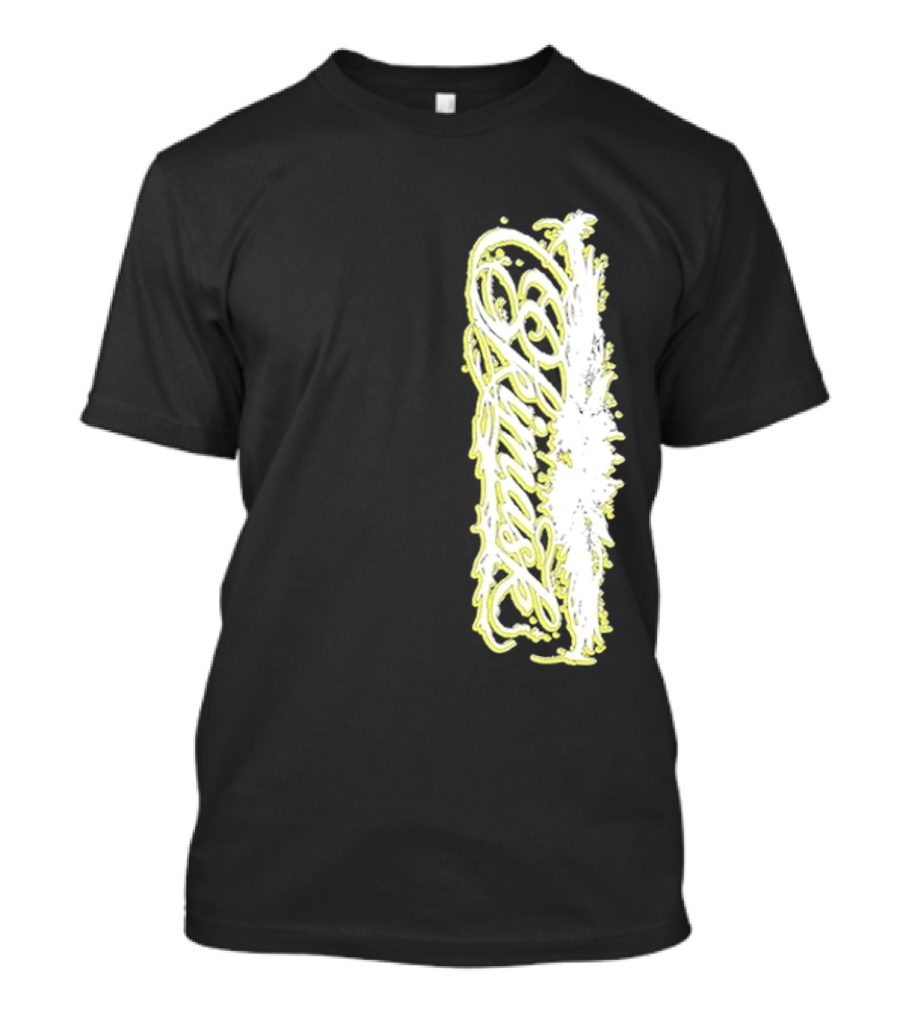 Ski Mask Script Neon Yellow Graffiti Style Vertical T-Shirt