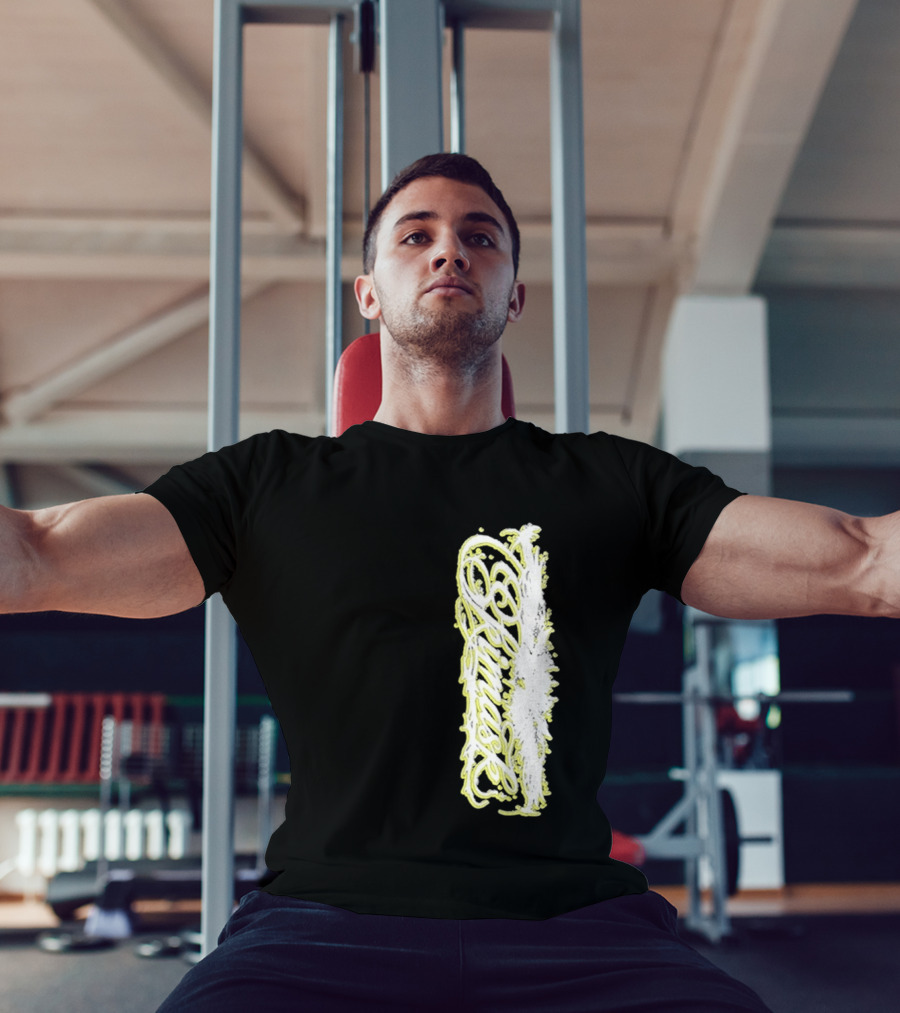 Ski Mask Script Neon Yellow Graffiti Style Vertical T-Shirt