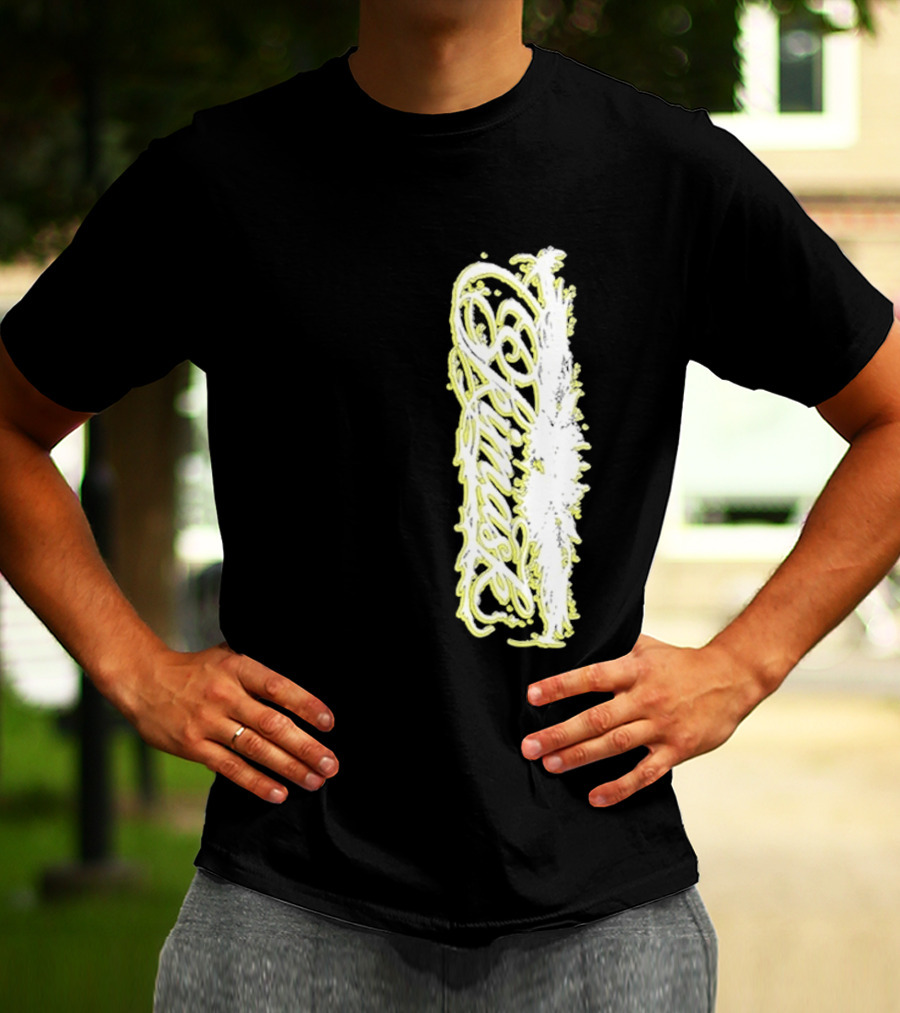 Ski Mask Script Neon Yellow Graffiti Style Vertical T-Shirt