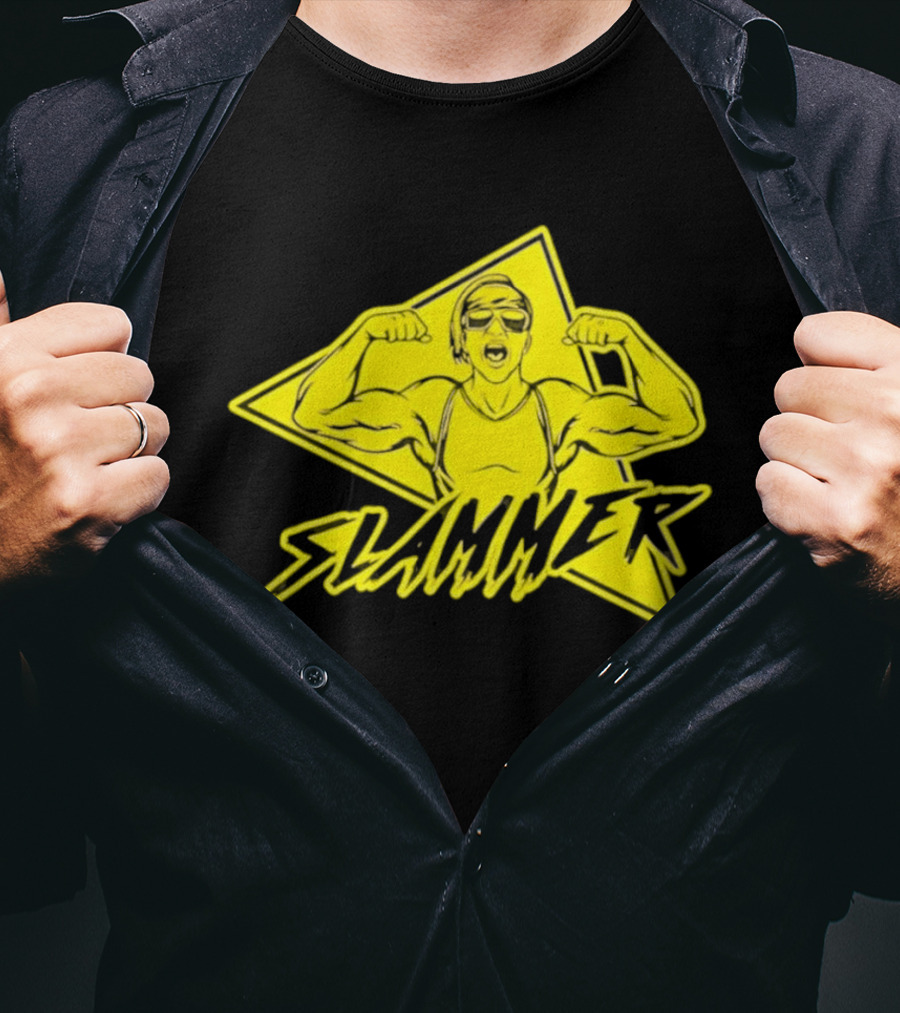 Slammer Muscle Man Headband Sunglasses Flexing Pose T-Shirt