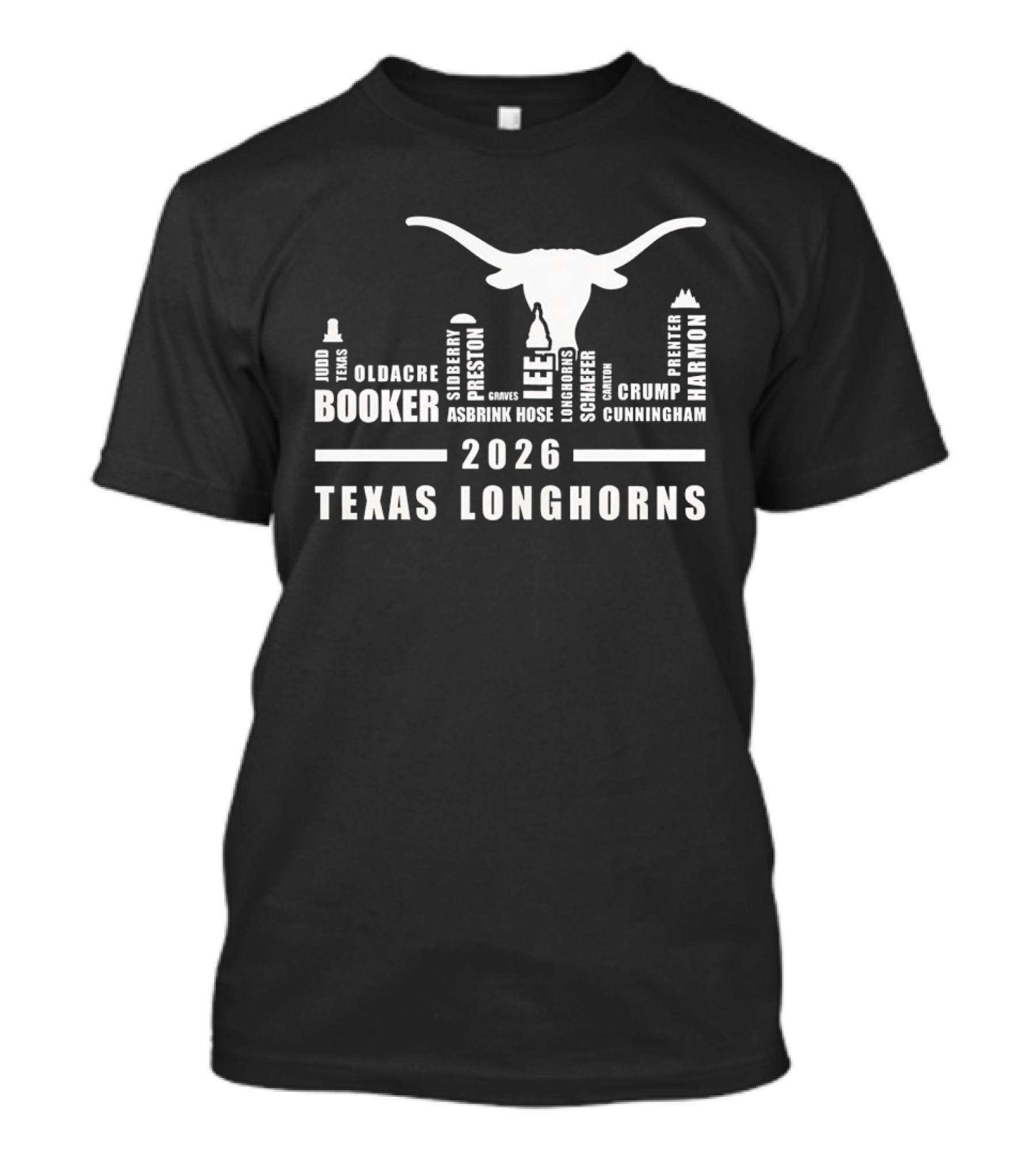 Texas Longhorns Skyline 2026 Booker Preston Lee Harmon T-Shirt