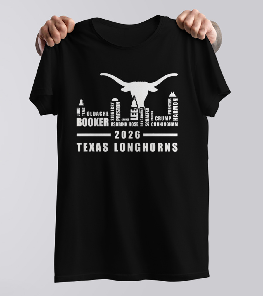 Texas Longhorns Skyline 2026 Booker Preston Lee Harmon T-Shirt