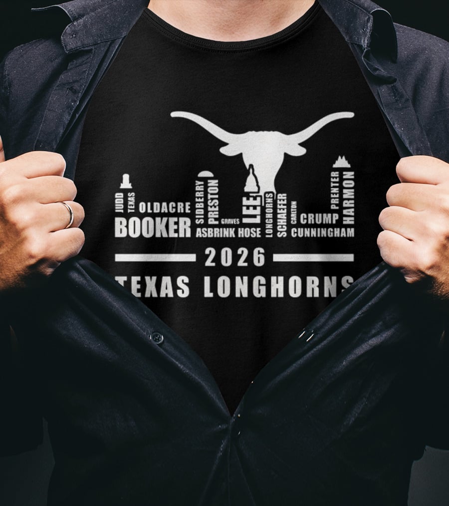 Texas Longhorns Skyline 2026 Booker Preston Lee Harmon T-Shirt