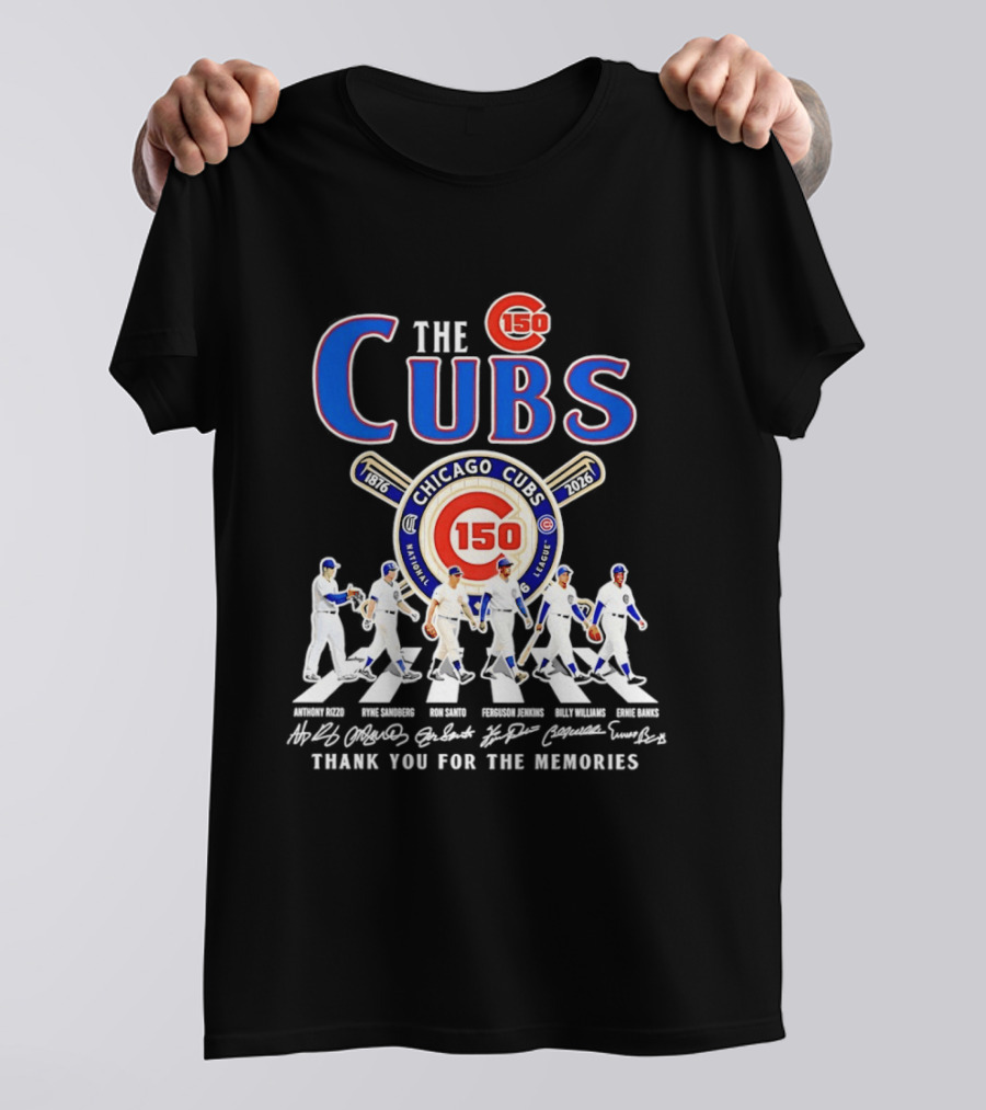 Chicago Cubs 150th Anniversary Thank You For The Memories Signatures T-Shirt