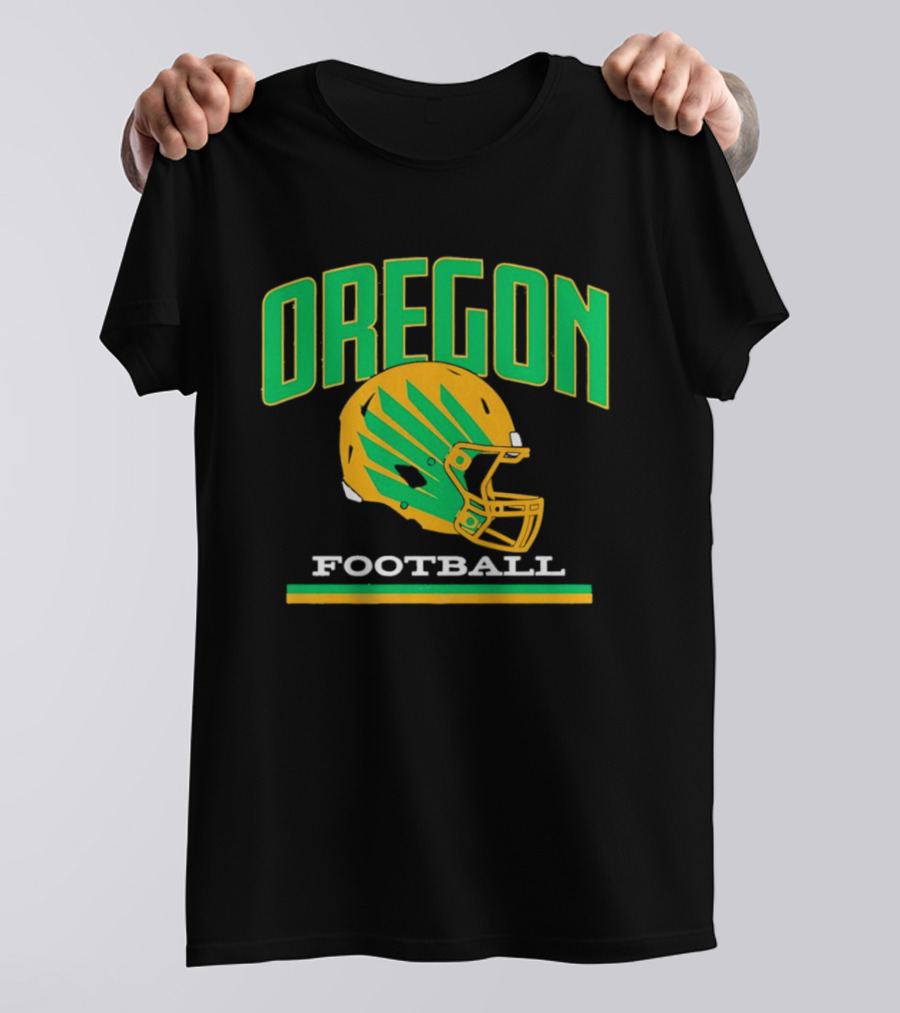Oregon Football Green Yellow Helmet Iconic Team T-Shirt