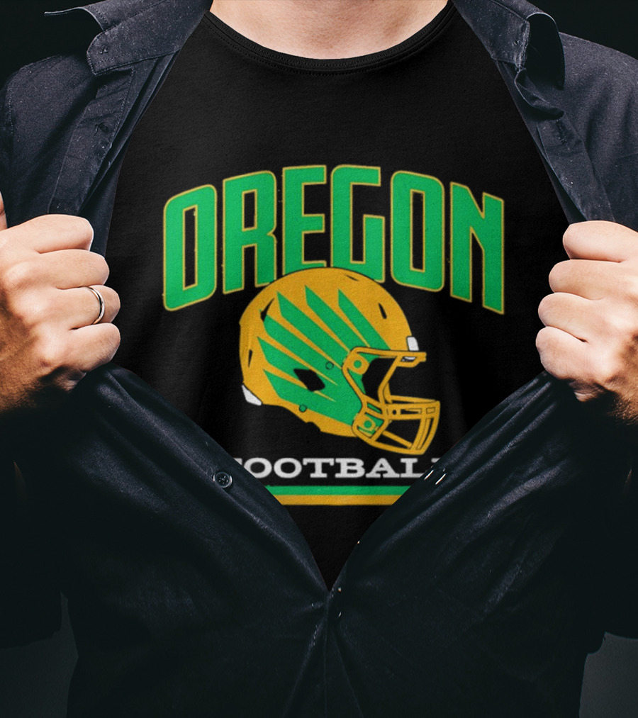 Oregon Football Green Yellow Helmet Iconic Team T-Shirt