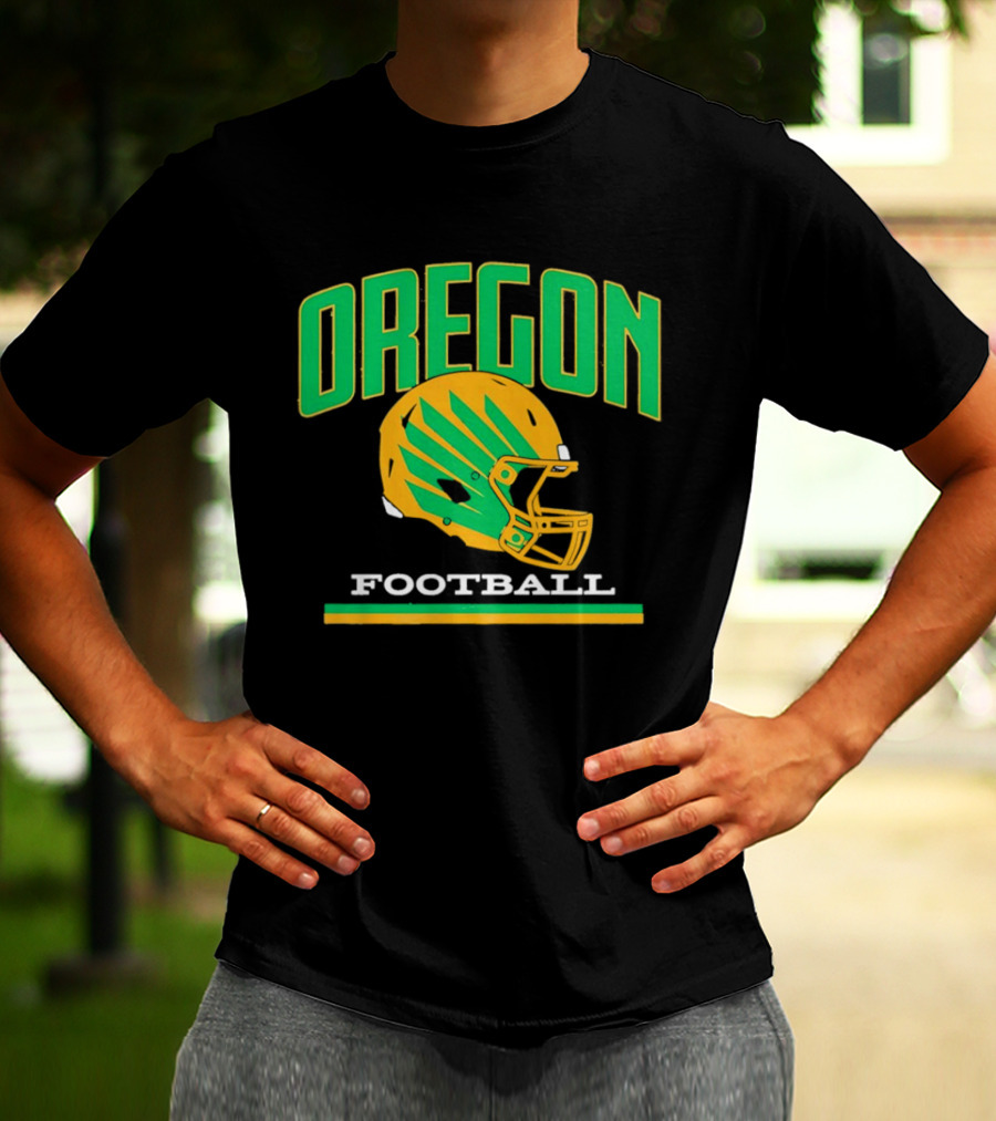 Oregon Football Green Yellow Helmet Iconic Team T-Shirt