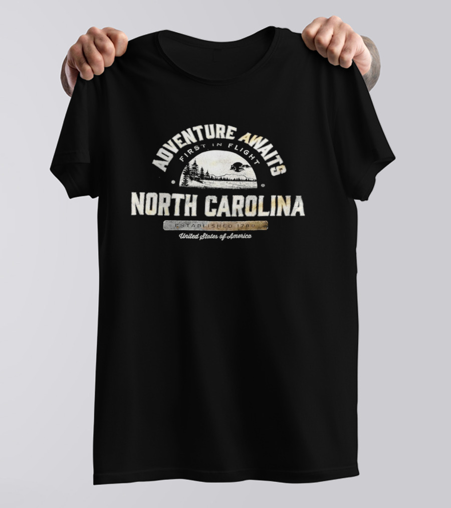 Adventure Awaits North Carolina First In Flight United States Established 1789 T-Shirt