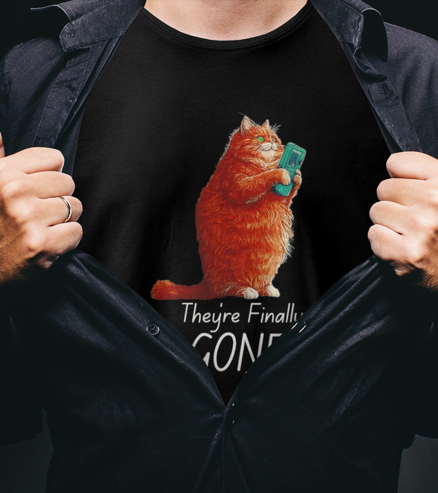 Cat They're Finally Gone Retro Video Game Console T-Shirt
