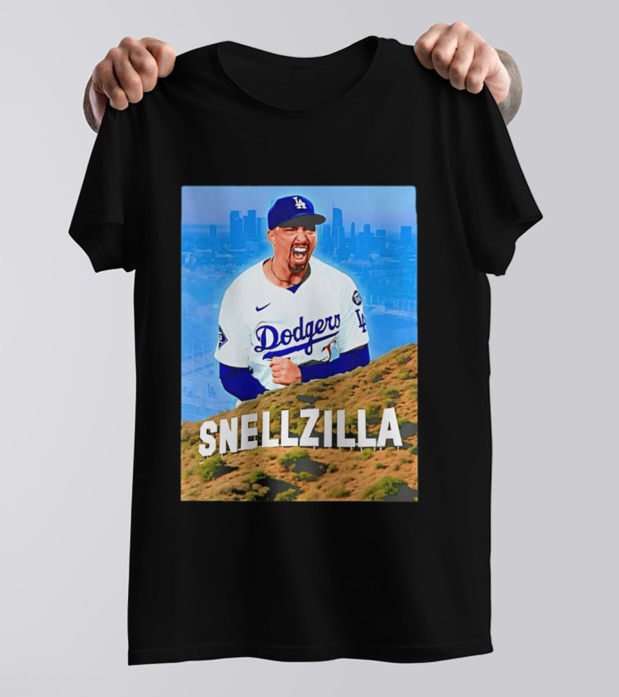 Blake Snell La Dodgers Snellzilla Los Angeles Skyline T-Shirt