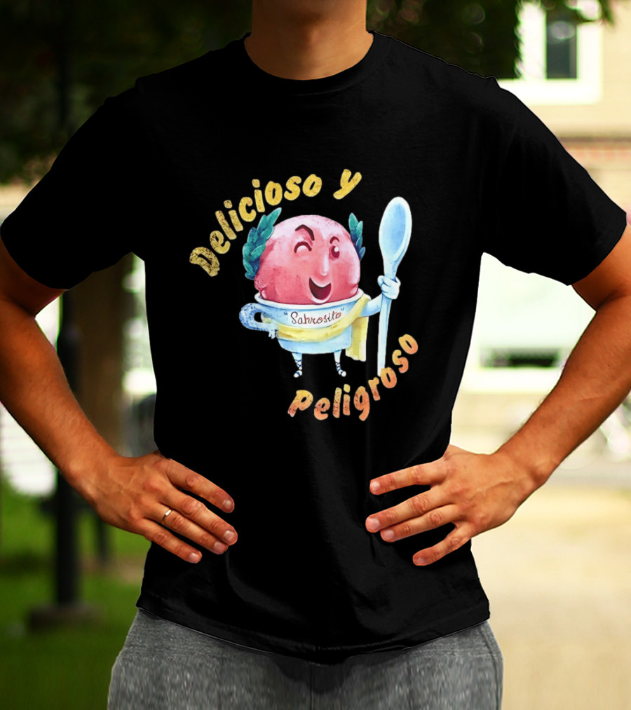 Delicioso Y Sabrosito Peligroso Helado Sonriente Dibujos Animados Cucharón T-Shirt