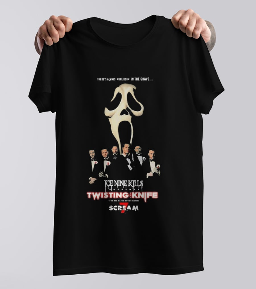 Ice Nine Kills Scream 7 Twisting Knife Marquee Ghostface Mask T-Shirt