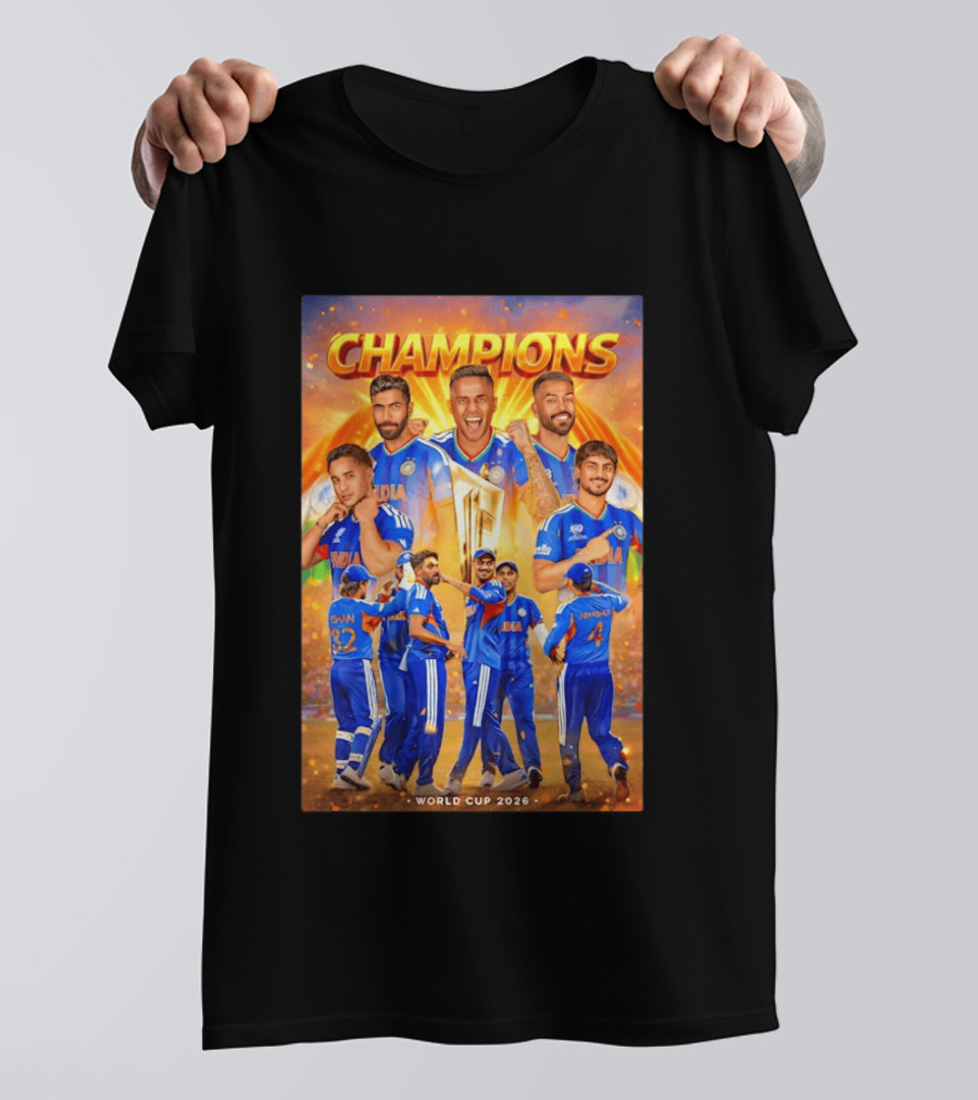Champions India World Cup 2026 Cricket Celebration T-Shirt