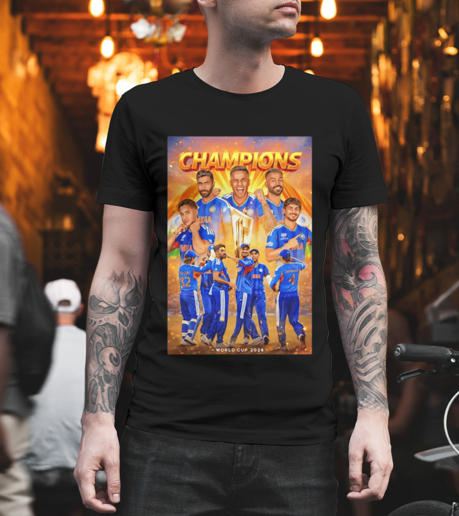 Champions India World Cup 2026 Cricket Celebration T-Shirt