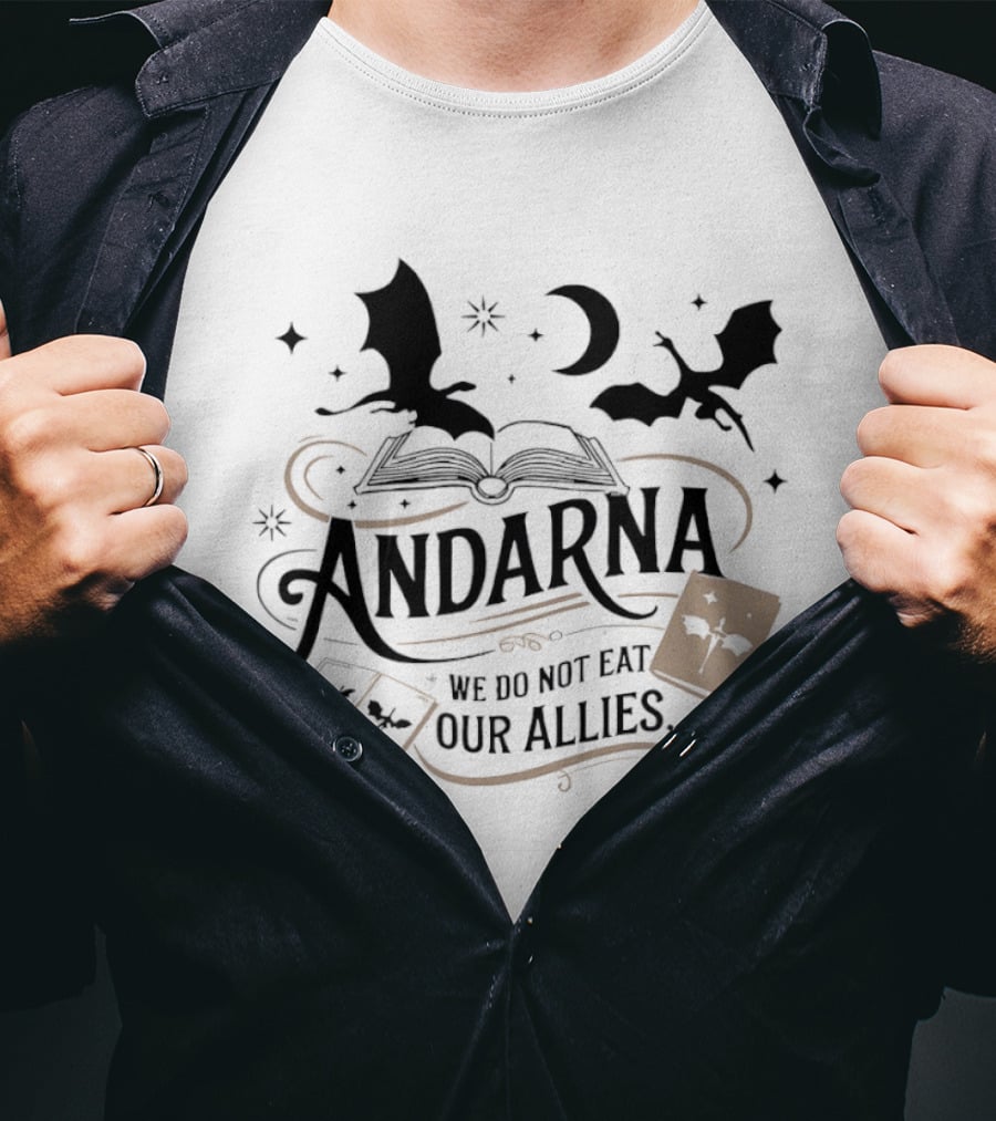 Andarna We Do Not Eat Our Allies Dragon Book Cards Night Sky T-Shirt
