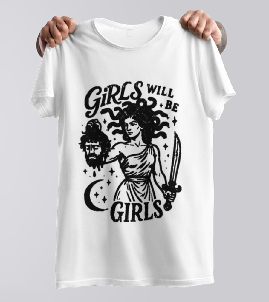 Girls Will Be Girls Medusa Holding Severed Head T-Shirt