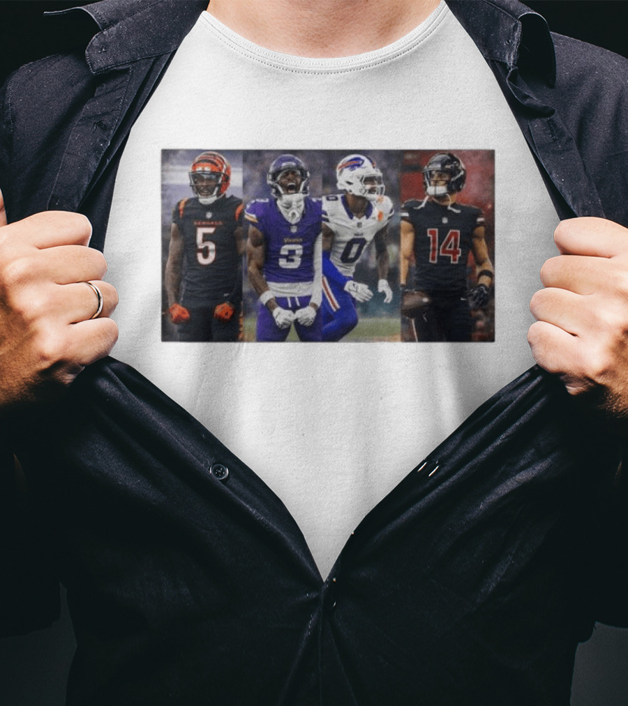 Bengals Vikings Bills Falcons Buckeyes Football Players NFL Collage T-Shirt