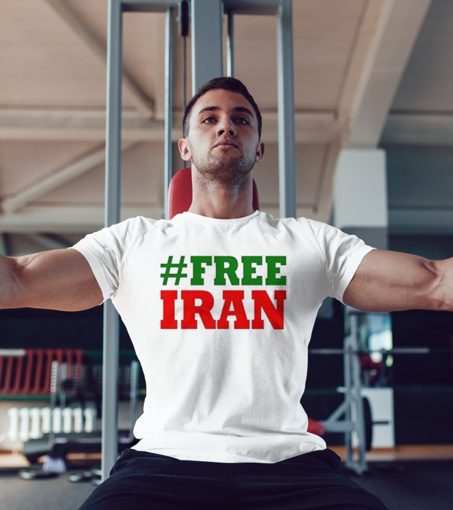 #FREE IRAN Green Red Text Bold Message T-Shirt
