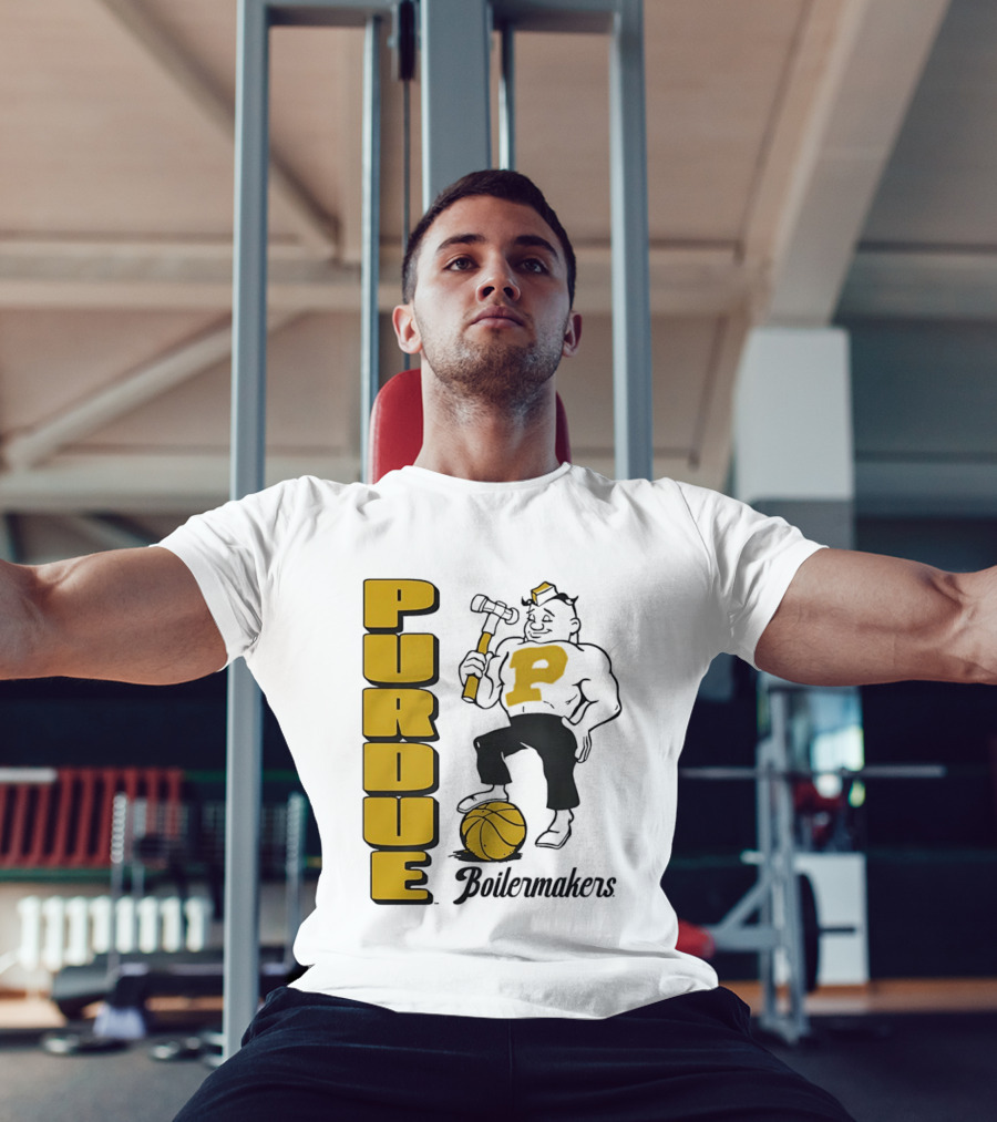 Purdue Boilermakers Basketball Hammer 1970s Retro Team T-Shirt