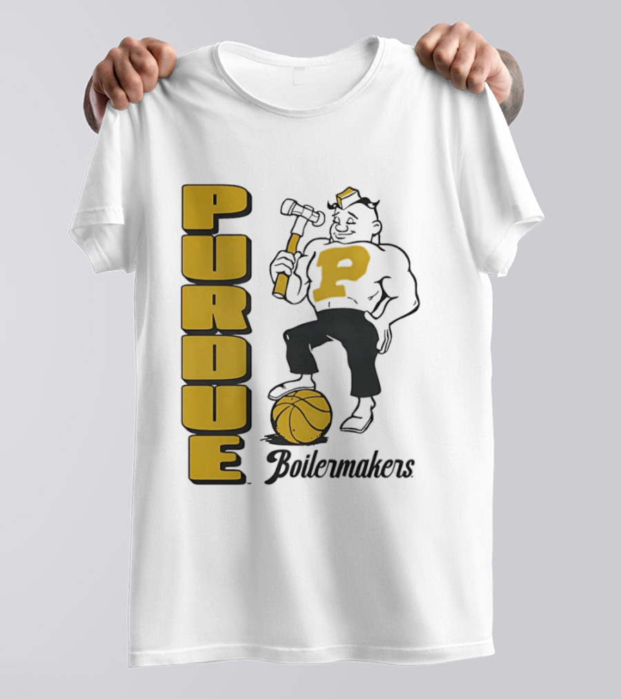 Purdue Boilermakers Basketball Hammer 1970s Retro Team T-Shirt