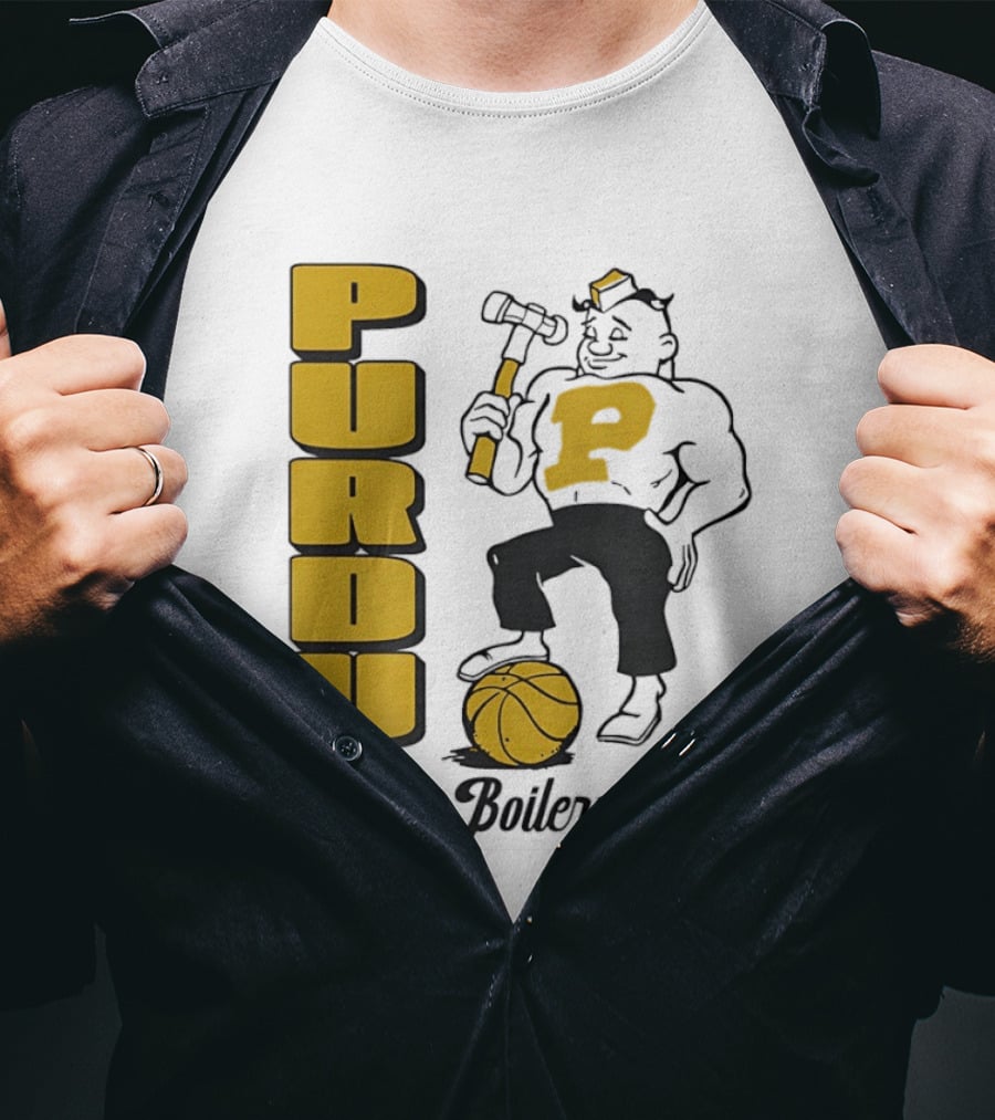 Purdue Boilermakers Basketball Hammer 1970s Retro Team T-Shirt